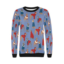 Load image into Gallery viewer, Greyhounds in Festive Winter Wear Sweatshirt for Women-Apparel-Apparel, Dog Mom Gifts, Greyhound, Sweatshirt-18