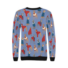 Load image into Gallery viewer, Greyhounds in Festive Winter Wear Sweatshirt for Women-Apparel-Apparel, Dog Mom Gifts, Greyhound, Sweatshirt-19