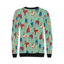 Load image into Gallery viewer, Greyhounds in Festive Winter Wear Sweatshirt for Women-Apparel-Apparel, Dog Mom Gifts, Greyhound, Sweatshirt-21