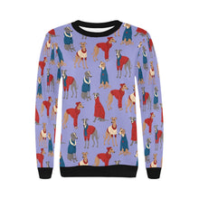Load image into Gallery viewer, Greyhounds in Festive Winter Wear Sweatshirt for Women-Apparel-Apparel, Dog Mom Gifts, Greyhound, Sweatshirt-22