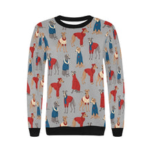 Load image into Gallery viewer, Greyhounds in Festive Winter Wear Sweatshirt for Women-Apparel-Apparel, Dog Mom Gifts, Greyhound, Sweatshirt-24