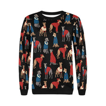 Load image into Gallery viewer, Greyhounds in Festive Winter Wear Sweatshirt for Women-Apparel-Apparel, Dog Mom Gifts, Greyhound, Sweatshirt-26