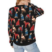 Load image into Gallery viewer, Greyhounds in Festive Winter Wear Sweatshirt for Women-Apparel-Apparel, Dog Mom Gifts, Greyhound, Sweatshirt-28