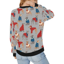 Load image into Gallery viewer, Greyhounds in Festive Winter Wear Sweatshirt for Women-Apparel-Apparel, Dog Mom Gifts, Greyhound, Sweatshirt-29