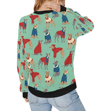 Load image into Gallery viewer, Greyhounds in Festive Winter Wear Sweatshirt for Women-Apparel-Apparel, Dog Mom Gifts, Greyhound, Sweatshirt-35