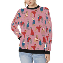 Load image into Gallery viewer, Greyhounds in Festive Winter Wear Sweatshirt for Women-Apparel-Apparel, Dog Mom Gifts, Greyhound, Sweatshirt-Dusty Pink-S-4