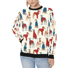 Load image into Gallery viewer, Greyhounds in Festive Winter Wear Sweatshirt for Women-Apparel-Apparel, Dog Mom Gifts, Greyhound, Sweatshirt-Ivory White-S-3