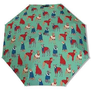 Greyhounds In Festive Winter Wear Umbrella 360x