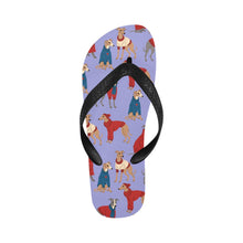Load image into Gallery viewer, Greyhounds in Festive Winter Wear Unisex Slippers-CornflowerBlue_1-S-27