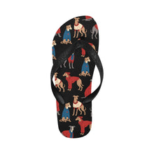 Load image into Gallery viewer, Greyhounds in Festive Winter Wear Unisex Slippers-Black-S-23