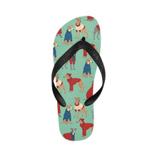 Load image into Gallery viewer, Greyhounds in Festive Winter Wear Unisex Slippers-MediumAquaMarine-S-17