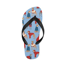 Load image into Gallery viewer, Greyhounds in Festive Winter Wear Unisex Slippers-LightSkyBlue-S-8