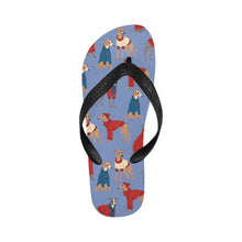 Load image into Gallery viewer, Greyhounds in Festive Winter Wear Unisex Slippers-CornflowerBlue-S-13