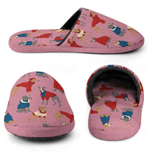 Load image into Gallery viewer, Greyhounds in Festive Winter Wear Women's Cotton Mop Slippers-11