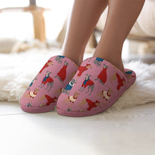 Load image into Gallery viewer, Greyhounds in Festive Winter Wear Women's Cotton Mop Slippers-12