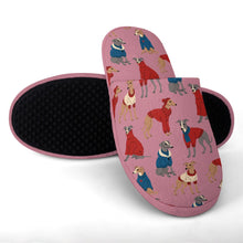 Load image into Gallery viewer, Greyhounds in Festive Winter Wear Women's Cotton Mop Slippers-14