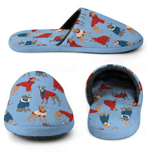 Load image into Gallery viewer, Greyhounds in Festive Winter Wear Women's Cotton Mop Slippers-17