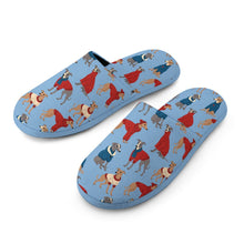 Load image into Gallery viewer, Greyhounds in Festive Winter Wear Women's Cotton Mop Slippers-18