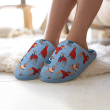 Load image into Gallery viewer, Greyhounds in Festive Winter Wear Women's Cotton Mop Slippers-19