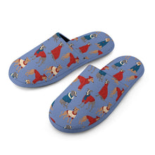 Load image into Gallery viewer, Greyhounds in Festive Winter Wear Women's Cotton Mop Slippers-21