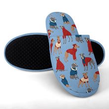 Load image into Gallery viewer, Greyhounds in Festive Winter Wear Women's Cotton Mop Slippers-Footwear-Accessories, Dog Mom Gifts, Greyhound, Slippers-21