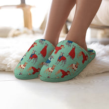 Load image into Gallery viewer, Greyhounds in Festive Winter Wear Women's Cotton Mop Slippers-Footwear-Accessories, Dog Mom Gifts, Greyhound, Slippers-6