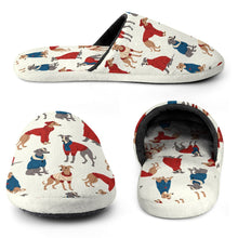 Load image into Gallery viewer, Greyhounds in Festive Winter Wear Women's Cotton Mop Slippers-2