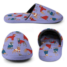 Load image into Gallery viewer, Greyhounds in Festive Winter Wear Women's Cotton Mop Slippers-Footwear-Accessories, Dog Mom Gifts, Greyhound, Slippers-29