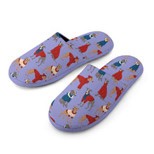 Load image into Gallery viewer, Greyhounds in Festive Winter Wear Women's Cotton Mop Slippers-Footwear-Accessories, Dog Mom Gifts, Greyhound, Slippers-28