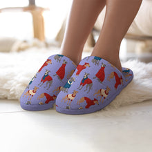 Load image into Gallery viewer, Greyhounds in Festive Winter Wear Women's Cotton Mop Slippers-Footwear-Accessories, Dog Mom Gifts, Greyhound, Slippers-7