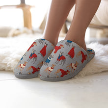 Load image into Gallery viewer, Greyhounds in Festive Winter Wear Women's Cotton Mop Slippers-Footwear-Accessories, Dog Mom Gifts, Greyhound, Slippers-8