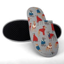 Load image into Gallery viewer, Greyhounds in Festive Winter Wear Women's Cotton Mop Slippers-Footwear-Accessories, Dog Mom Gifts, Greyhound, Slippers-33