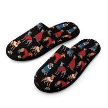 Load image into Gallery viewer, Greyhounds in Festive Winter Wear Women's Cotton Mop Slippers-Footwear-Accessories, Dog Mom Gifts, Greyhound, Slippers-34