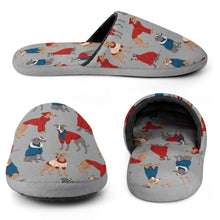 Load image into Gallery viewer, Greyhounds in Festive Winter Wear Women's Cotton Mop Slippers-Footwear-Accessories, Dog Mom Gifts, Greyhound, Slippers-32