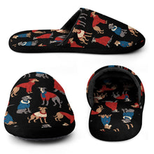 Load image into Gallery viewer, Greyhounds in Festive Winter Wear Women's Cotton Mop Slippers-Footwear-Accessories, Dog Mom Gifts, Greyhound, Slippers-35