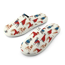 Load image into Gallery viewer, Greyhounds in Festive Winter Wear Women's Cotton Mop Slippers-4