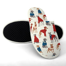 Load image into Gallery viewer, Greyhounds in Festive Winter Wear Women's Cotton Mop Slippers-5