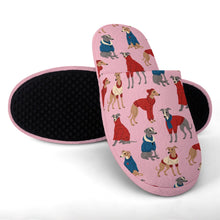 Load image into Gallery viewer, Greyhounds in Festive Winter Wear Women's Cotton Mop Slippers-9