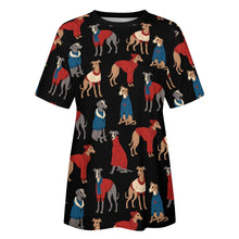 Load image into Gallery viewer, Greyhounds in Festive Winter Wear Women&#39;s Cotton T-Shirt-Apparel--41