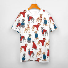 Load image into Gallery viewer, Greyhounds in Festive Winter Wear Women&#39;s Cotton T-Shirt-Apparel--2