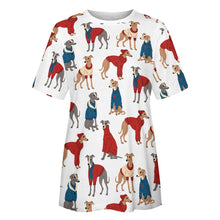 Load image into Gallery viewer, Greyhounds in Festive Winter Wear Women&#39;s Cotton T-Shirt-Apparel--4