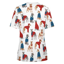 Load image into Gallery viewer, Greyhounds in Festive Winter Wear Women&#39;s Cotton T-Shirt-Apparel--9