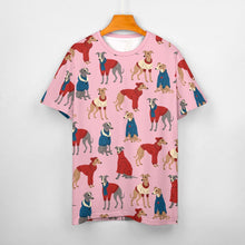 Load image into Gallery viewer, Greyhounds in Festive Winter Wear Women&#39;s Cotton T-Shirt-Apparel--13