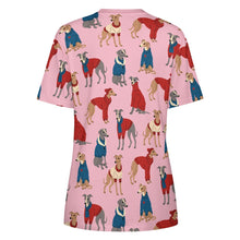 Load image into Gallery viewer, Greyhounds in Festive Winter Wear Women&#39;s Cotton T-Shirt-Apparel--5