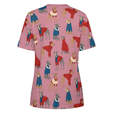 Load image into Gallery viewer, Greyhounds in Festive Winter Wear Women&#39;s Cotton T-Shirt-Apparel--10