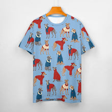 Load image into Gallery viewer, Greyhounds in Festive Winter Wear Women&#39;s Cotton T-Shirt-Apparel--18