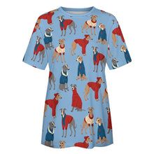 Load image into Gallery viewer, Greyhounds in Festive Winter Wear Women&#39;s Cotton T-Shirt-Apparel--16