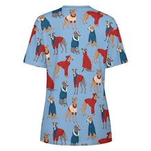 Load image into Gallery viewer, Greyhounds in Festive Winter Wear Women&#39;s Cotton T-Shirt-Apparel--14