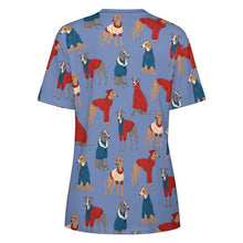 Load image into Gallery viewer, Greyhounds in Festive Winter Wear Women&#39;s Cotton T-Shirt-Apparel--20