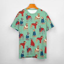 Load image into Gallery viewer, Greyhounds in Festive Winter Wear Women&#39;s Cotton T-Shirt-Apparel--28